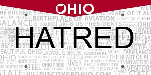HATRED Ohio License Plate