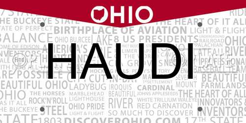 HAUDI Ohio License Plate