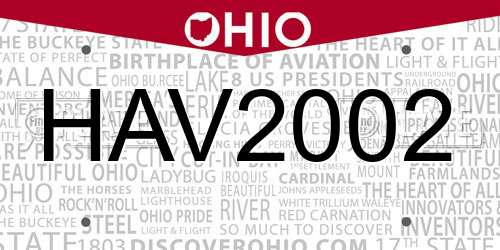 HAV2002 Ohio License Plate
