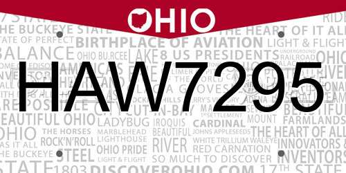 HAW7295 Ohio License Plate