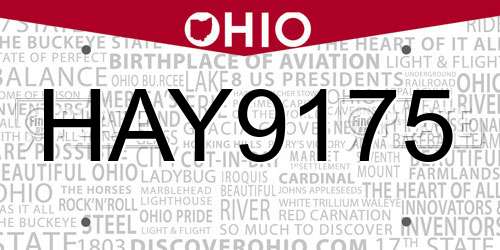 HAY9175 Ohio License Plate