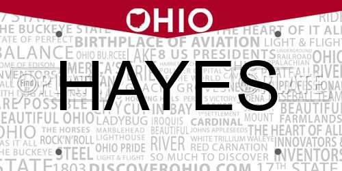 HAYES Ohio License Plate