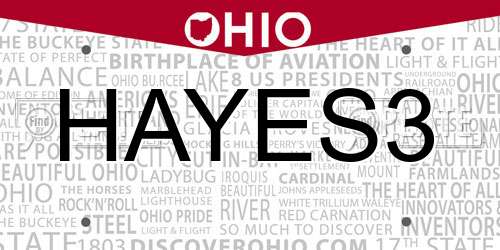 HAYES3 Ohio License Plate
