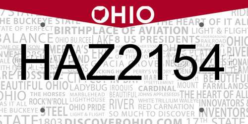 HAZ2154 Ohio License Plate