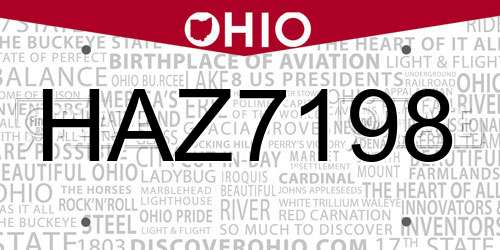 HAZ7198 Ohio License Plate