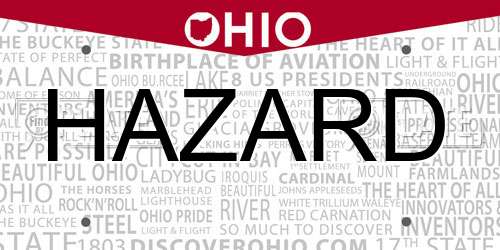 HAZARD Ohio License Plate