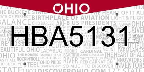 HBA5131 Ohio License Plate