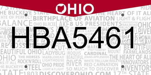 HBA5461 Ohio License Plate
