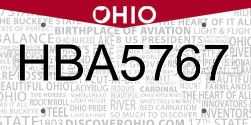 HBA5767 Ohio License Plate