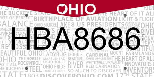 HBA8686 Ohio License Plate
