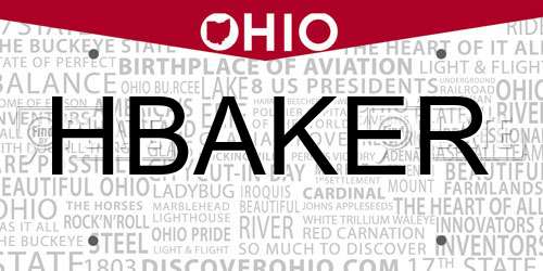 HBAKER Ohio License Plate