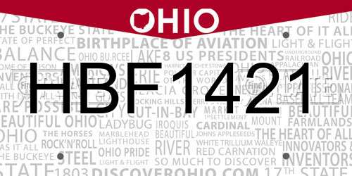 HBF1421 Ohio License Plate