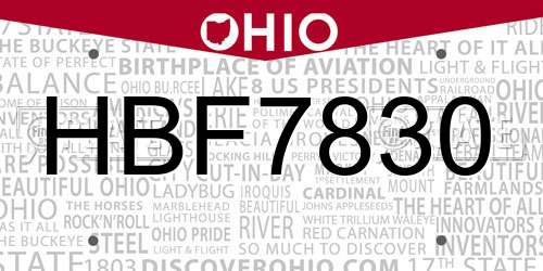 HBF7830 Ohio License Plate