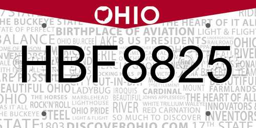 HBF8825 Ohio License Plate