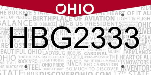 HBG2333 Ohio License Plate