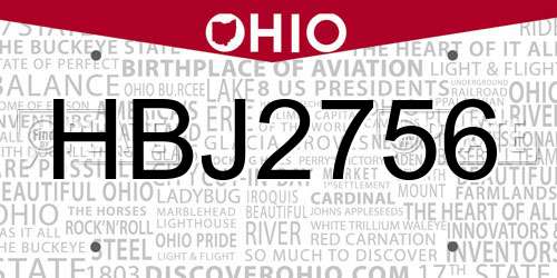 HBJ2756 Ohio License Plate