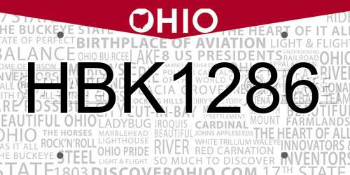 HBK1286 Ohio License Plate