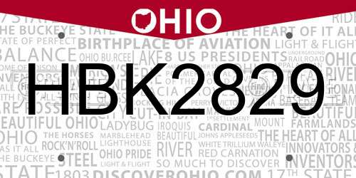 HBK2829 Ohio License Plate