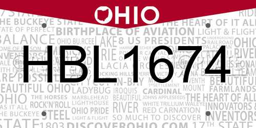HBL1674 Ohio License Plate