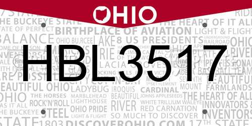 HBL3517 Ohio License Plate