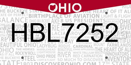 HBL7252 Ohio License Plate