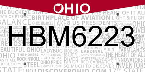 HBM6223 Ohio License Plate