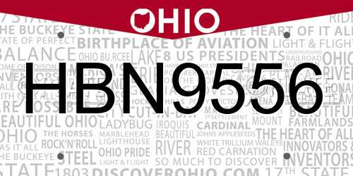 HBN9556 Ohio License Plate