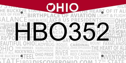 HBO352 Ohio License Plate