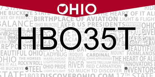 HBO35T Ohio License Plate