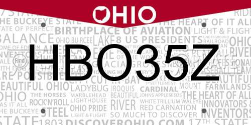 HBO35Z Ohio License Plate