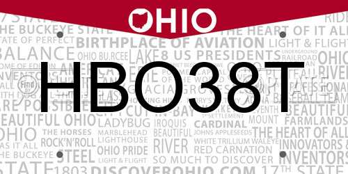 HBO38T Ohio License Plate