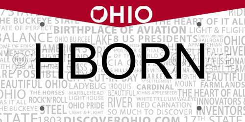 HBORN Ohio License Plate