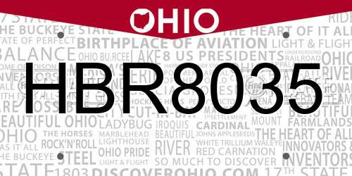 HBR8035 Ohio License Plate