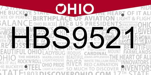 HBS9521 Ohio License Plate