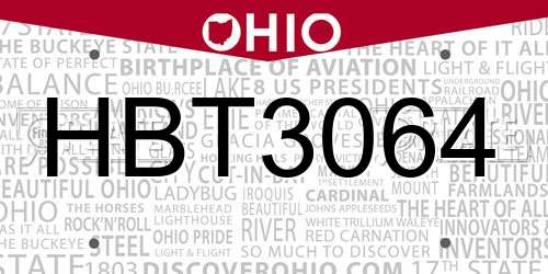 HBT3064 Ohio License Plate