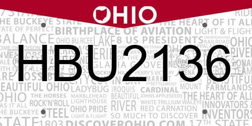 HBU2136 Ohio License Plate