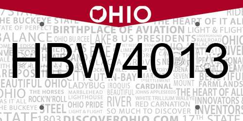 HBW4013 Ohio License Plate