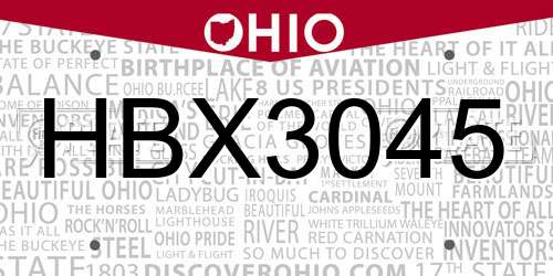 HBX3045 Ohio License Plate