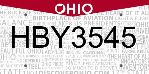 HBY3545 Ohio License Plate