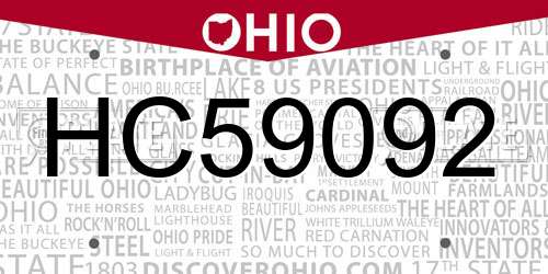 HC59092 Ohio License Plate