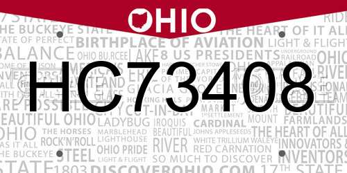 HC73408 Ohio License Plate