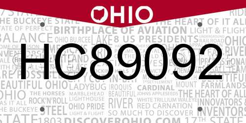 HC89092 Ohio License Plate