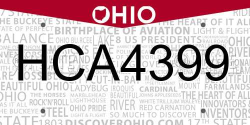 HCA4399 Ohio License Plate