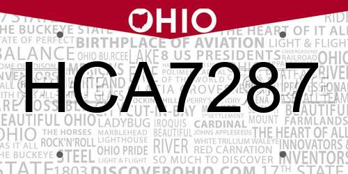 HCA7287 Ohio License Plate