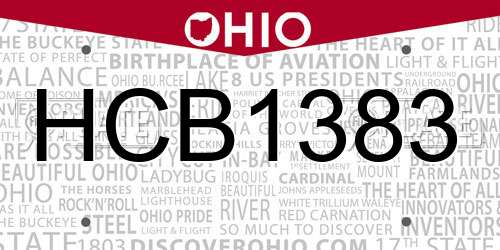 HCB1383 Ohio License Plate
