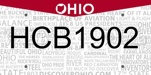 HCB1902 Ohio License Plate