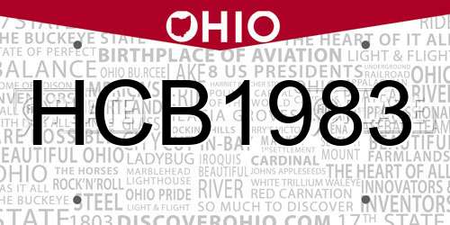 HCB1983 Ohio License Plate