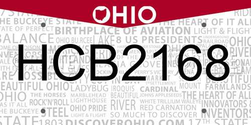 HCB2168 Ohio License Plate