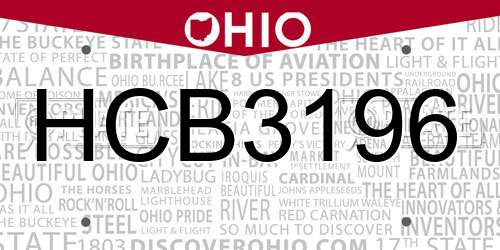 HCB3196 Ohio License Plate
