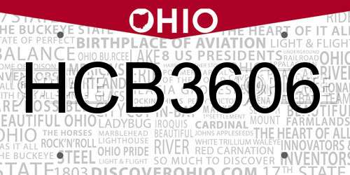 HCB3606 Ohio License Plate